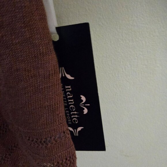 Nanette Lepore NWT Linen Lightweight Brown Open Front Cardigan Sweater Size XL - Picture 5 of 8